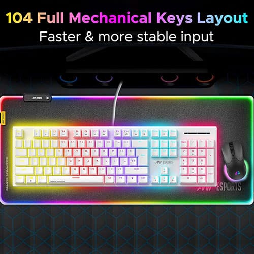 Ant Esports MK3400 Pro V3 White Mechanical Gaming Keyboard with Red Switches