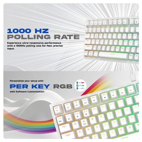 Cosmic Byte CB-GK-42 Phantom TKL Gasket White Mechanical RGB Keyboard with Red Switches