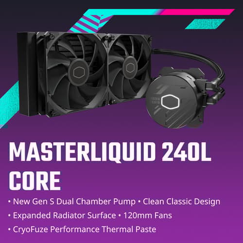 Cooler Master MasterLiquid 240L Core 240mm CPU Liquid Cooler (Black)