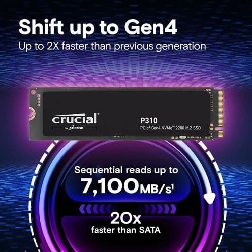 Crucial P310 1TB PCIe Gen4 NVMe 2280 M.2 SSD