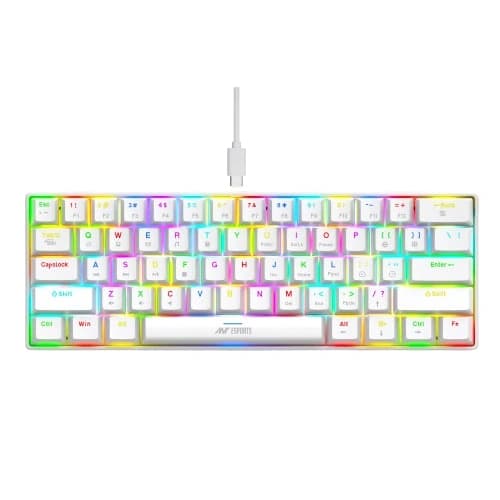 Ant Esports MK1300 V2 Mini RGB White Keyboard with Red Switches