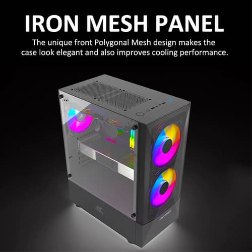 Ant Esports ICE-100 Auto RGB ATX Mid Tower Case With 3 Pre-Installed Fan