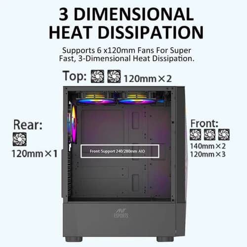 Ant Esports ICE-100 Auto RGB ATX Mid Tower Case With 3 Pre-Installed Fan