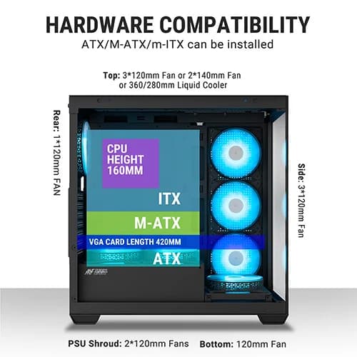 ANT Esports Crystal X7 ARGB ATX Mid Tower Case
