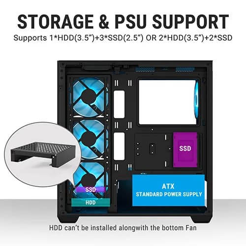 ANT Esports Crystal X7 ARGB ATX Mid Tower Case