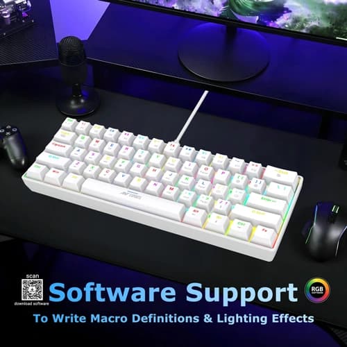 Ant Esports MK1300 V2 Mini RGB White Keyboard with Red Switches