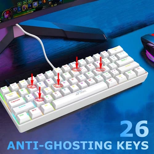 Ant Esports MK1300 V2 Mini RGB White Keyboard with Red Switches