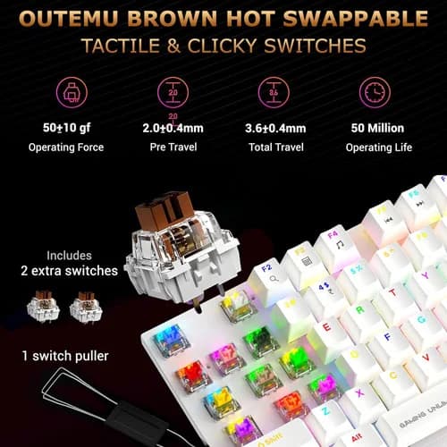 Ant Esports MK4100 RGB White Keyboard with Brown Switches